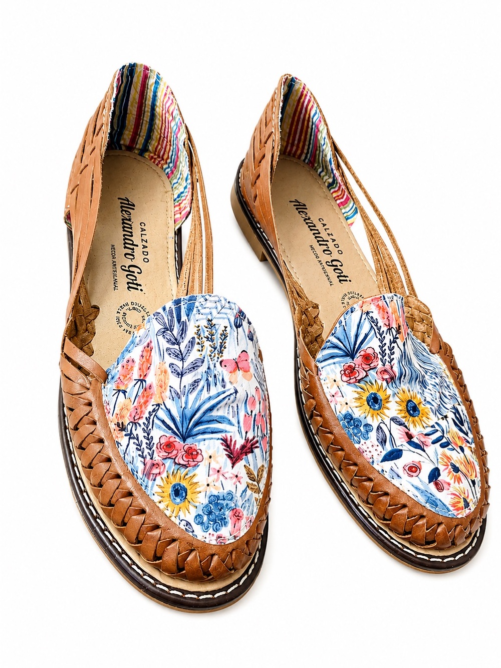 Alejandro Goti Floral Artisanal Huarache Leather Sandals.  Womens Size 7